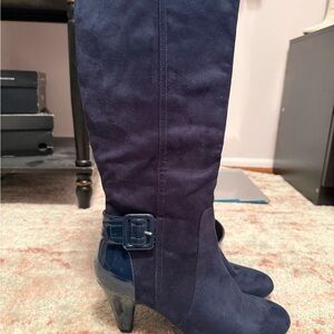JustFab Navy Heeled Boots